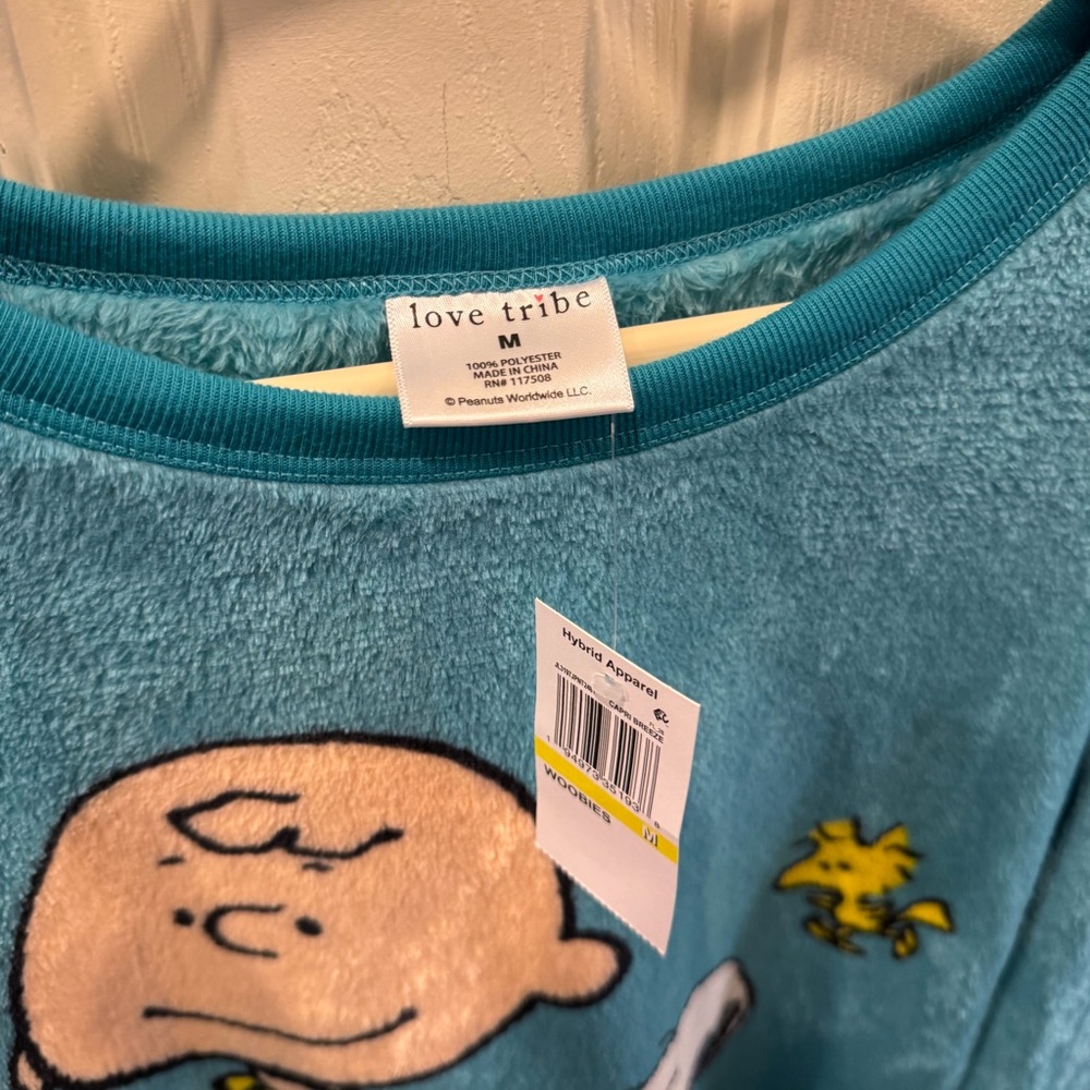 Sold! NWT, NEVER WORN! Plush Charlie Brown Blue Graphic Sweatshirt - Picture 3 of 3
